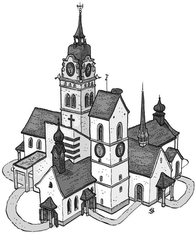 Kirchenfusion Zeichnung von Uli Bosshard